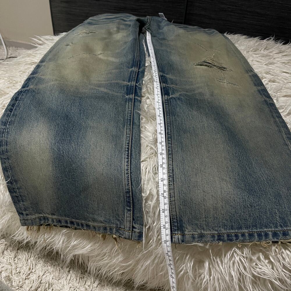 Vintage Faded Wash Distressed Ripped Wide-leg Baggy Denim Jeans Pants Blue sz 31 - Picture 13 of 16